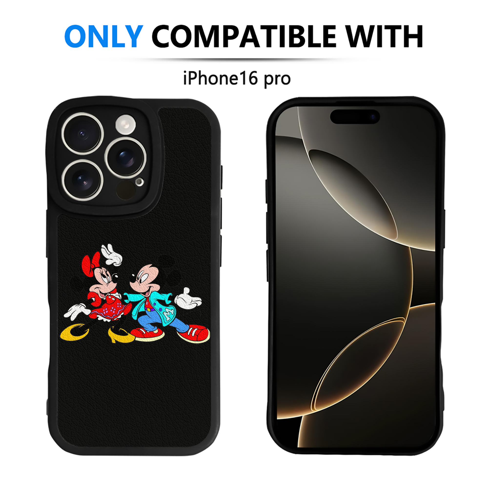（画像用） ミッキーマウス Mickey Mouse 【iPhone 16シリーズ対応】シリコンスマホケース（レザー調） 材質：シリコン